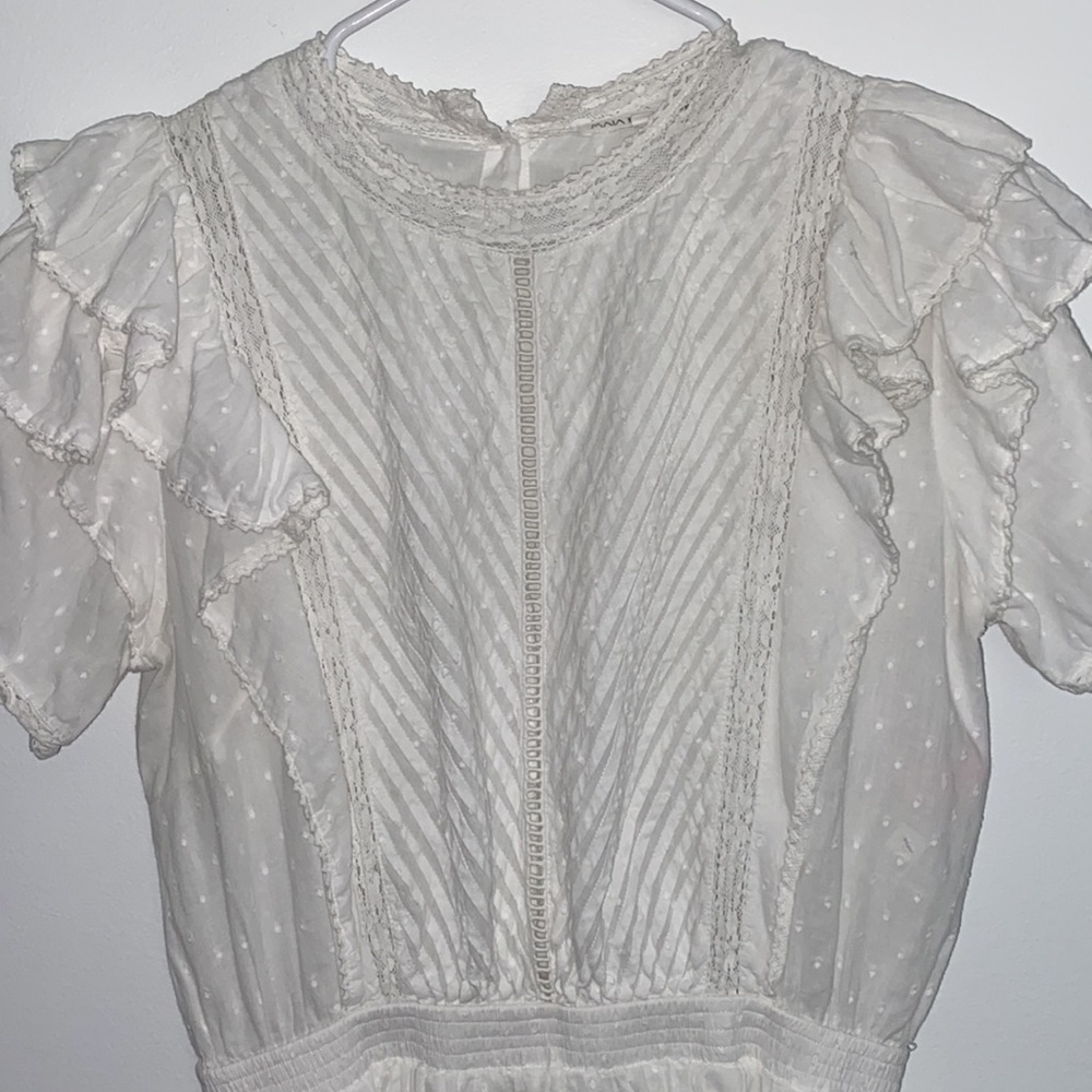 Maia Bergman Mery White Cotton Ruffle Mini Dress - Picture 9 of 14